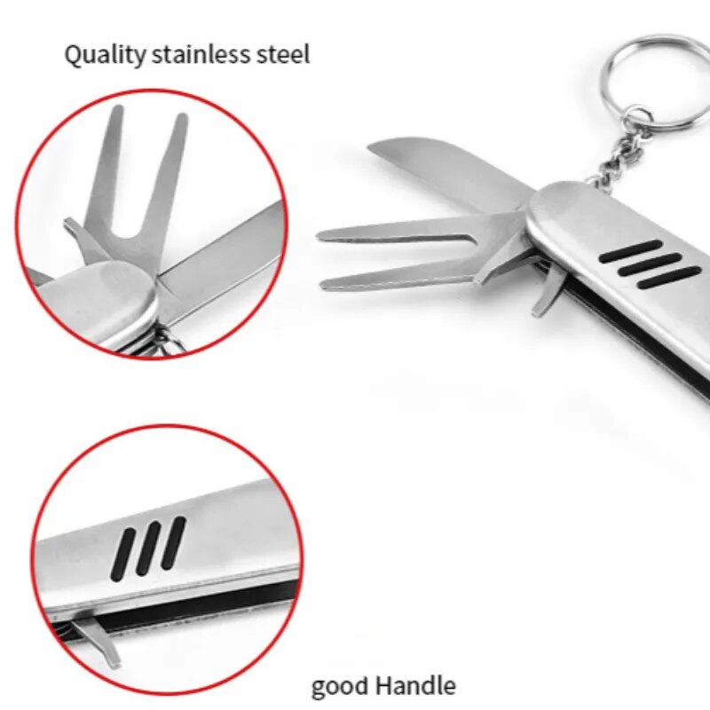 Stainless Steel Multi-Function Golf Tool- Save Space and Time as You Fix Divots, Clean Clubs