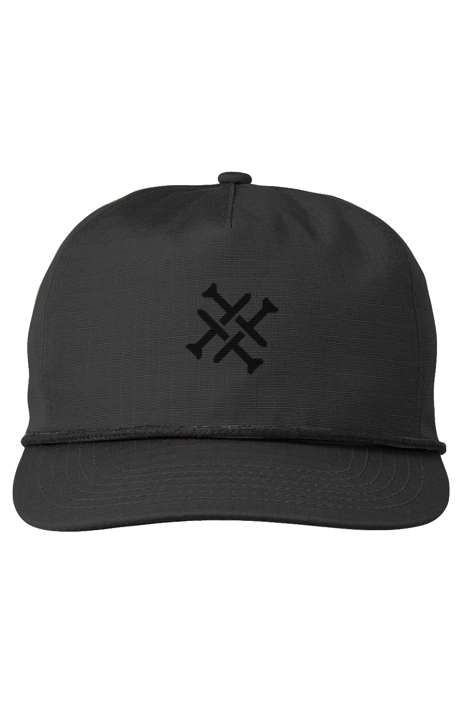 Charcoal Black Golf Tees Snapback Rope Hat