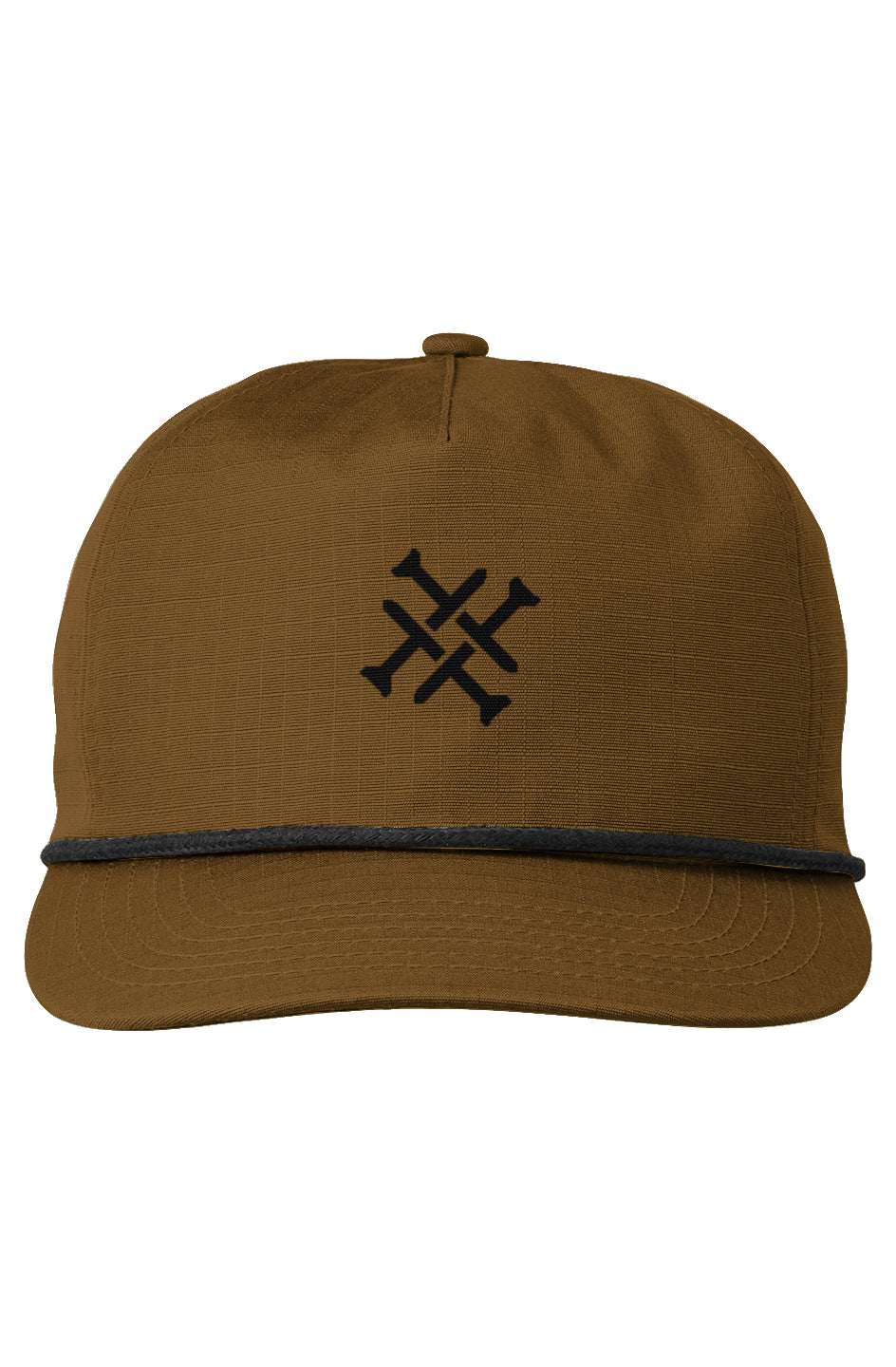 Old Gold Black Golf Tees Snapback Rope Hat