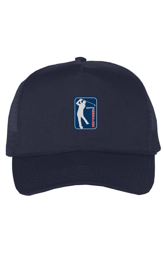 Navy Scottie Shuffler Five-Panel Golf Trucker Hat