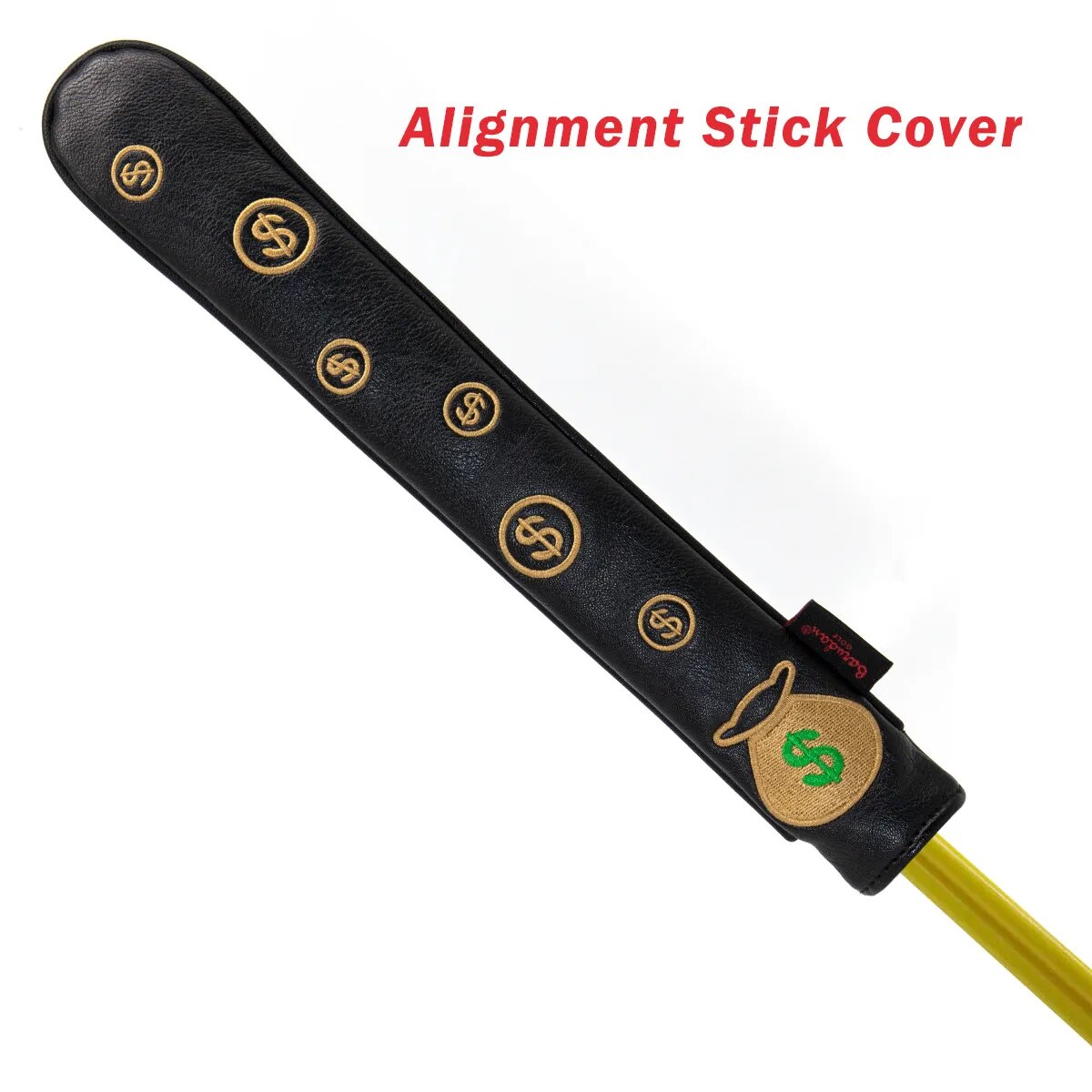 Black & Gold Dollar Sign Design Leather Golf Alignment Stick Cover