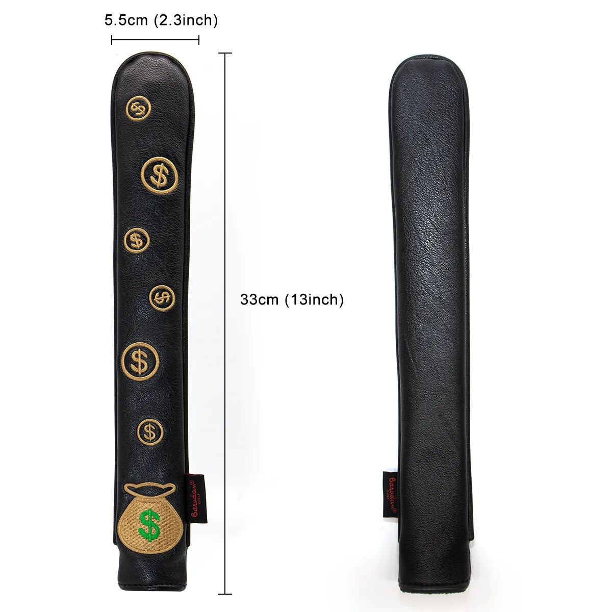 Black & Gold Dollar Sign Design Leather Golf Alignment Stick Cover