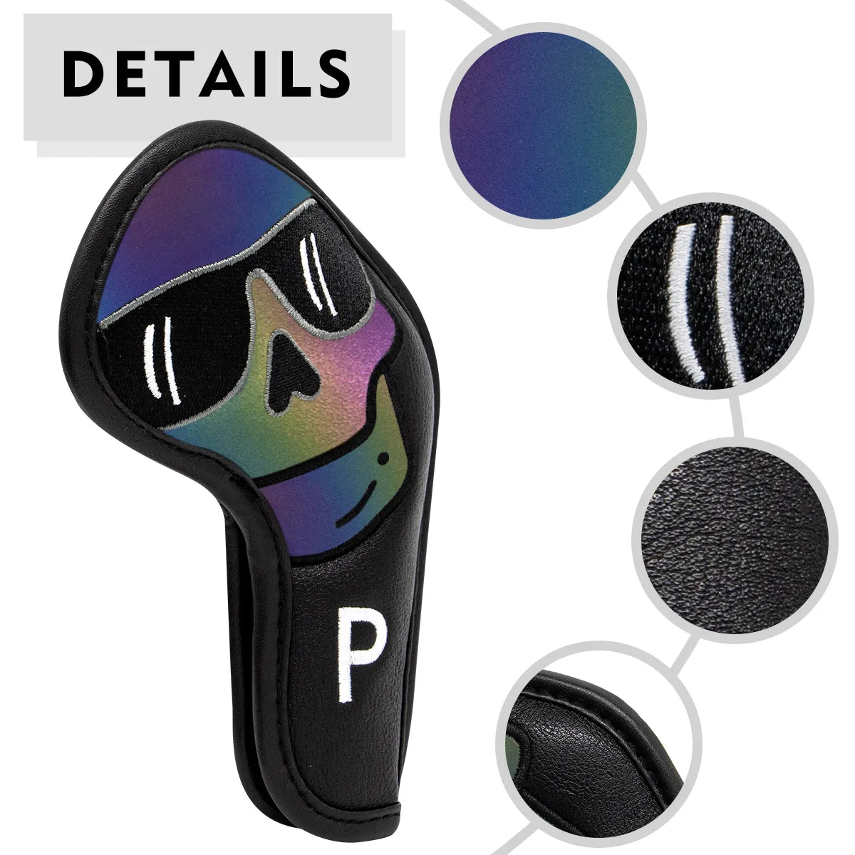 Black Leather Skull Sunglasses Irons & Wedges Golf Club Head Covers