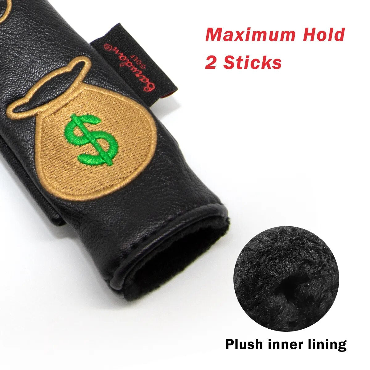 Black & Gold Dollar Sign Design Leather Golf Alignment Stick Cover