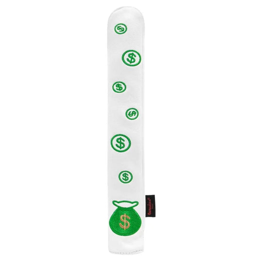 White Leather Dollar Sign Embriodered Golf Alignment Stick Cover