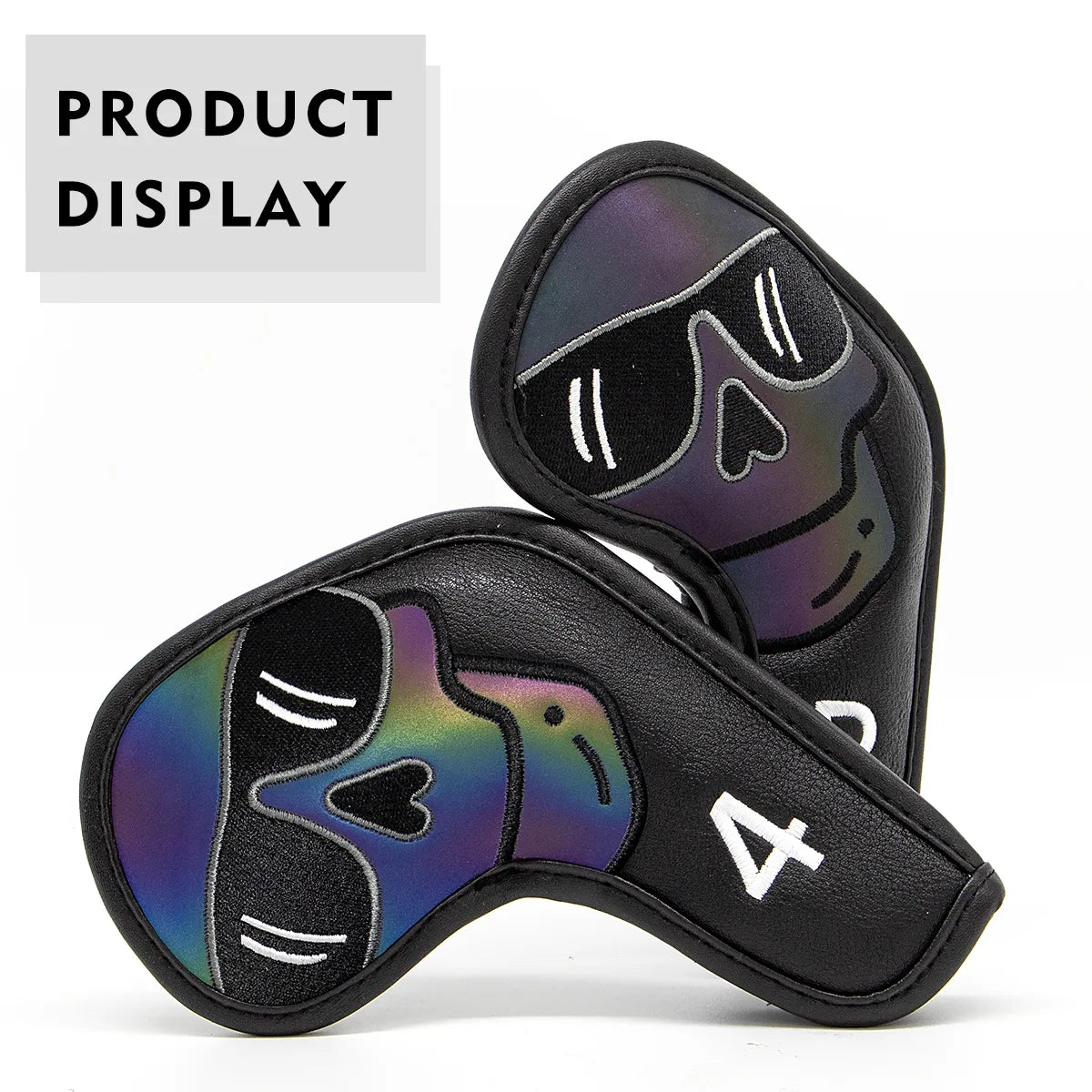 Black Leather Skull Sunglasses Irons & Wedges Golf Club Head Covers