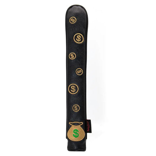 Black & Gold Dollar Sign Design Leather Golf Alignment Stick Cover