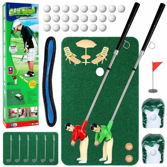 Portable Indoor Mini Golfing Man Game Set For Home - Easy Set Up & Play!