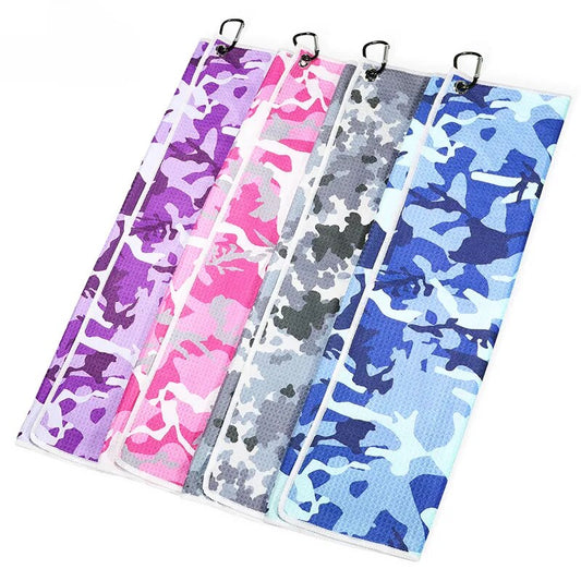 Camo Microfiber Golf Towel 20''x16'' With Hook 4 Colors