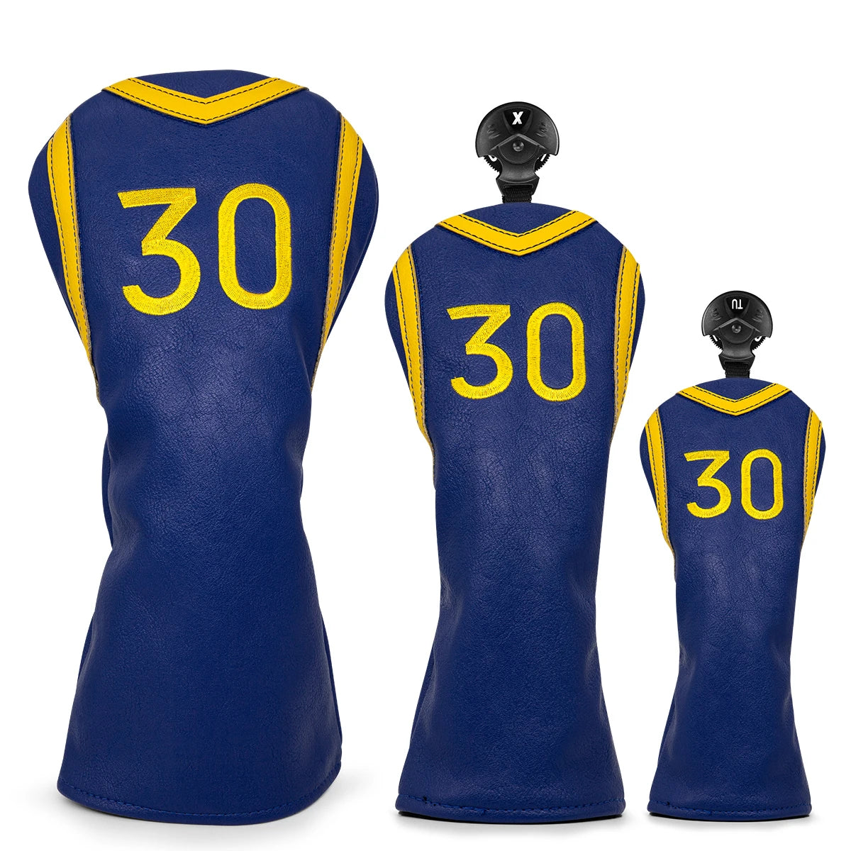 Simple Stephen Curry Blue & Yellow Leather Jersey Golf Club Head Covers Drivers, Woods, Hybrids