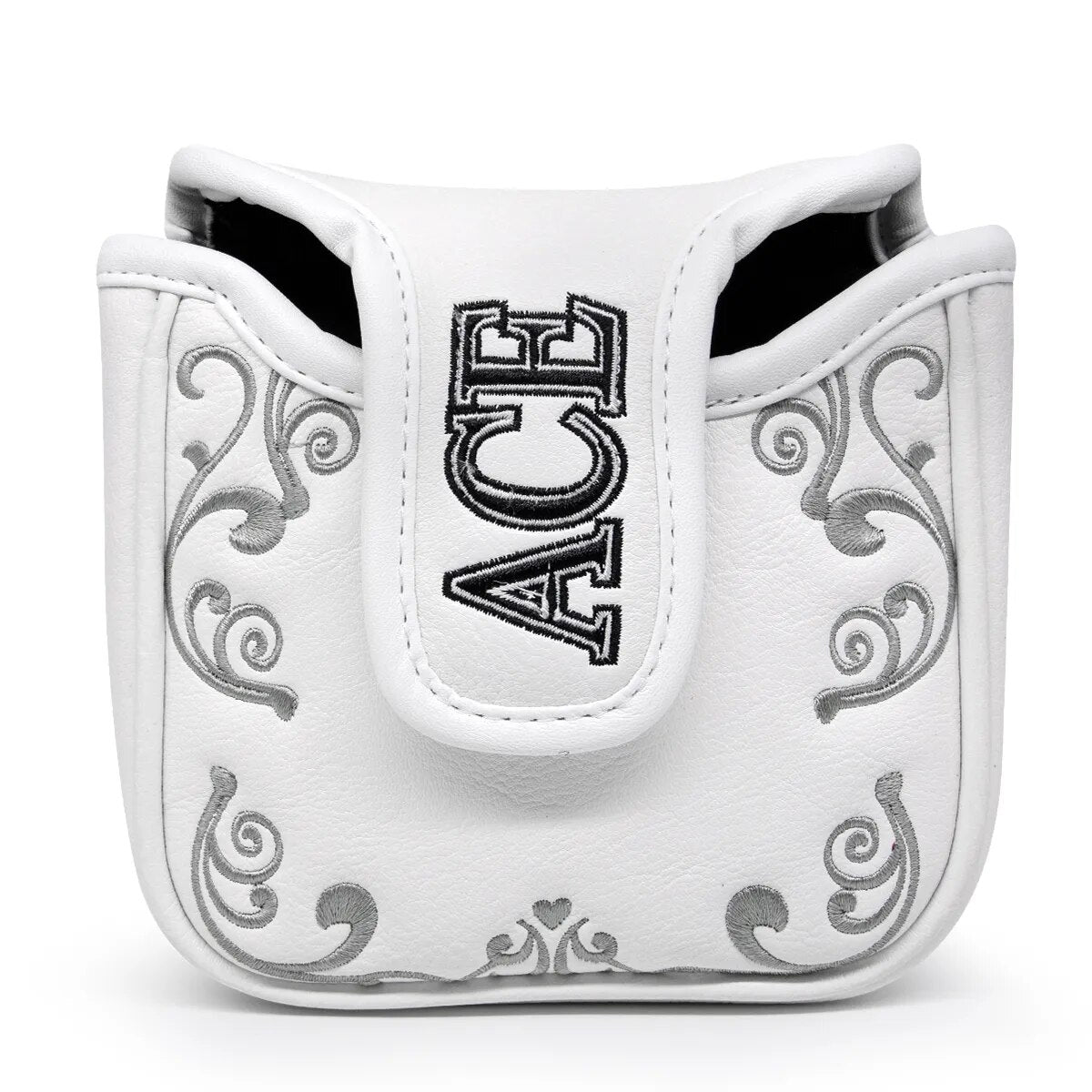 ACE Of Spades Playing Cards White & Black Leather Golf Mallet Putter Head Cover