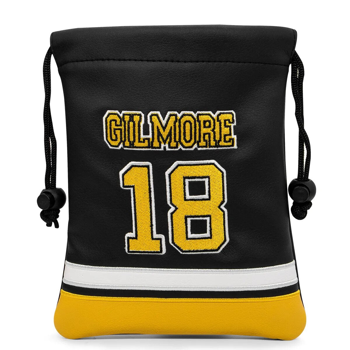 Happy Gilmore Jersey Themed Black & Yellow Leather Golf Club Head Covers Driver, Wood, Hybrid, Mallet & Blade Putter