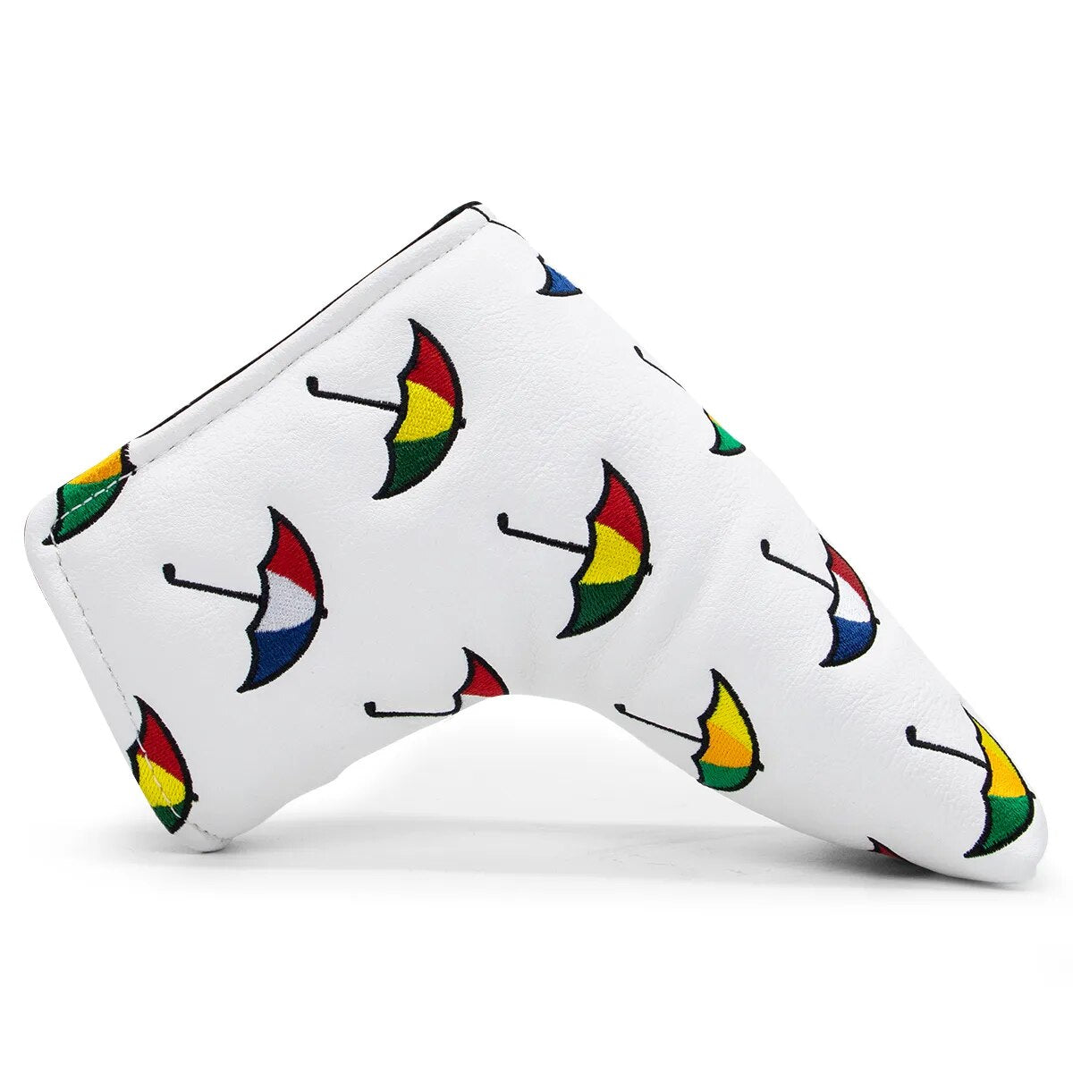 Arnold Palmer Umbrella Themed White Leather Golf Blade Putter Head Cover with Magnetic Closure