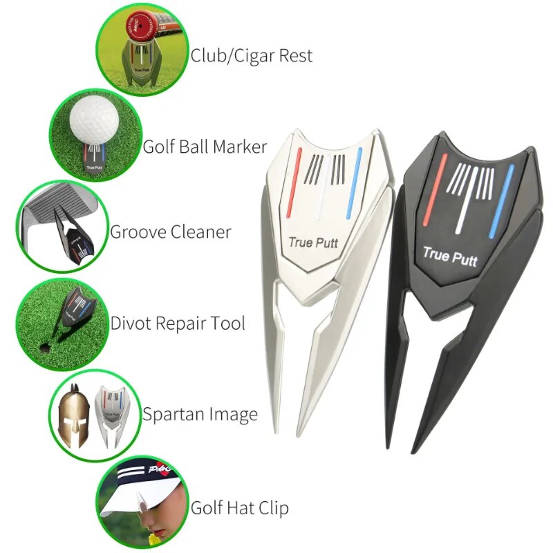 6 In 1 Golf Green Divot Repair Tool Pitch Groove Cleaner Ball Marker