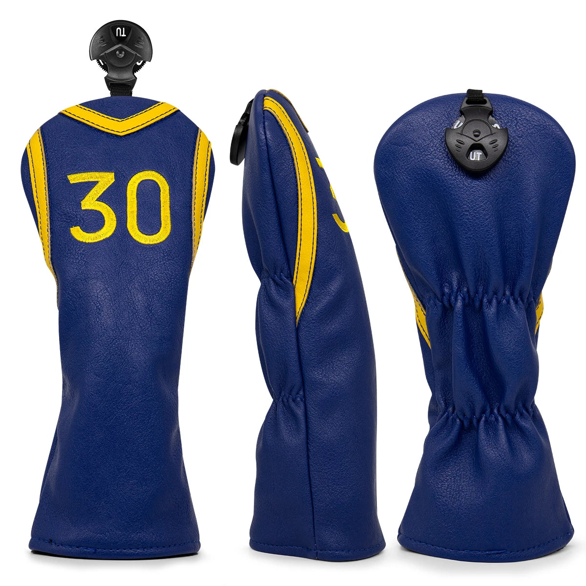 Simple Stephen Curry Blue & Yellow Leather Jersey Golf Club Head Covers Drivers, Woods, Hybrids