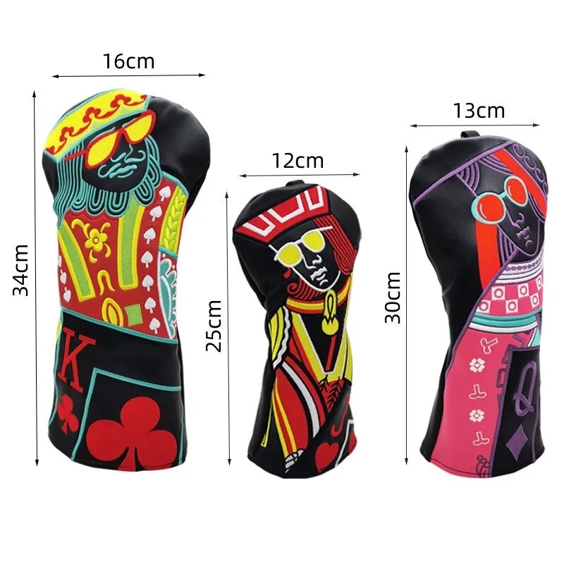 Playing Cards Leather Golf Club Head Covers Driver, Wood, Hybrid, Mallet & Blade Putters