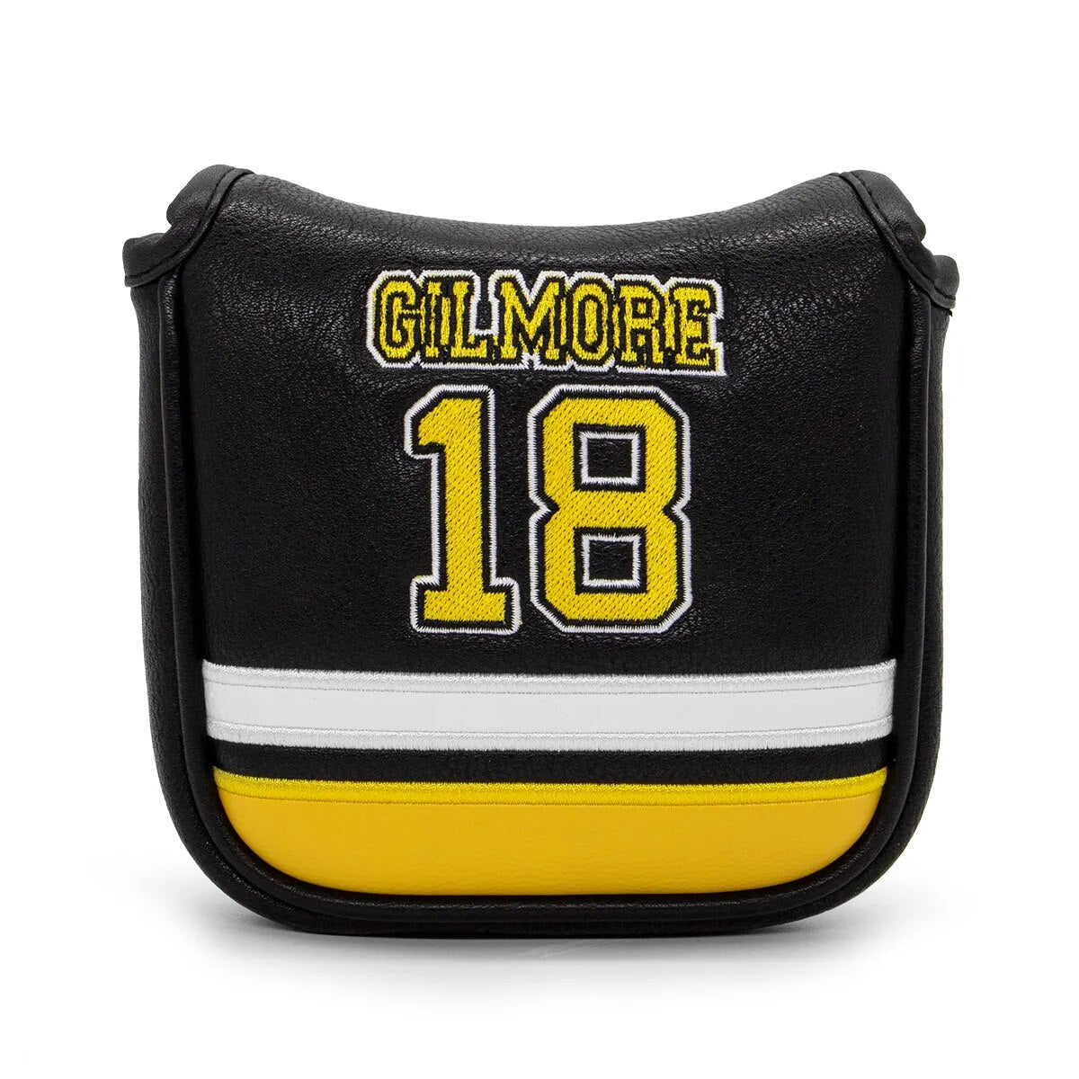 Happy Gilmore Jersey Themed Black & Yellow Leather Golf Club Head Covers Driver, Wood, Hybrid, Mallet & Blade Putter