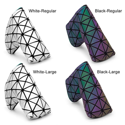 Triangle & Square Pattern Leather Golf Blade Putter Head Covers with Magnetic Closure