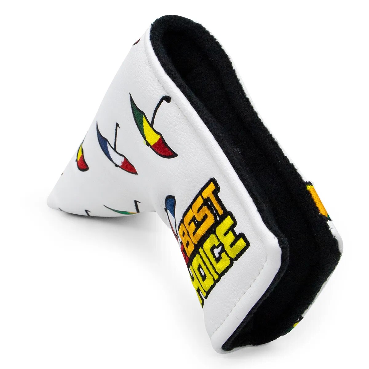 Arnold Palmer Umbrella Themed White Leather Golf Blade Putter Head Cover with Magnetic Closure