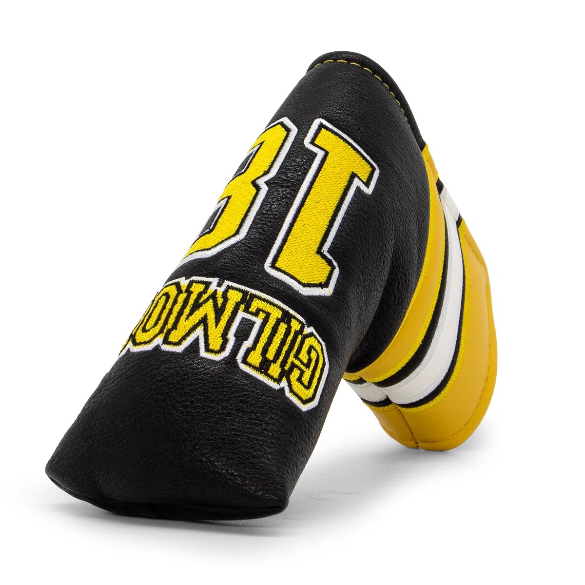 Happy Gilmore Jersey Themed Black & Yellow Leather Golf Club Head Covers Driver, Wood, Hybrid, Mallet & Blade Putter