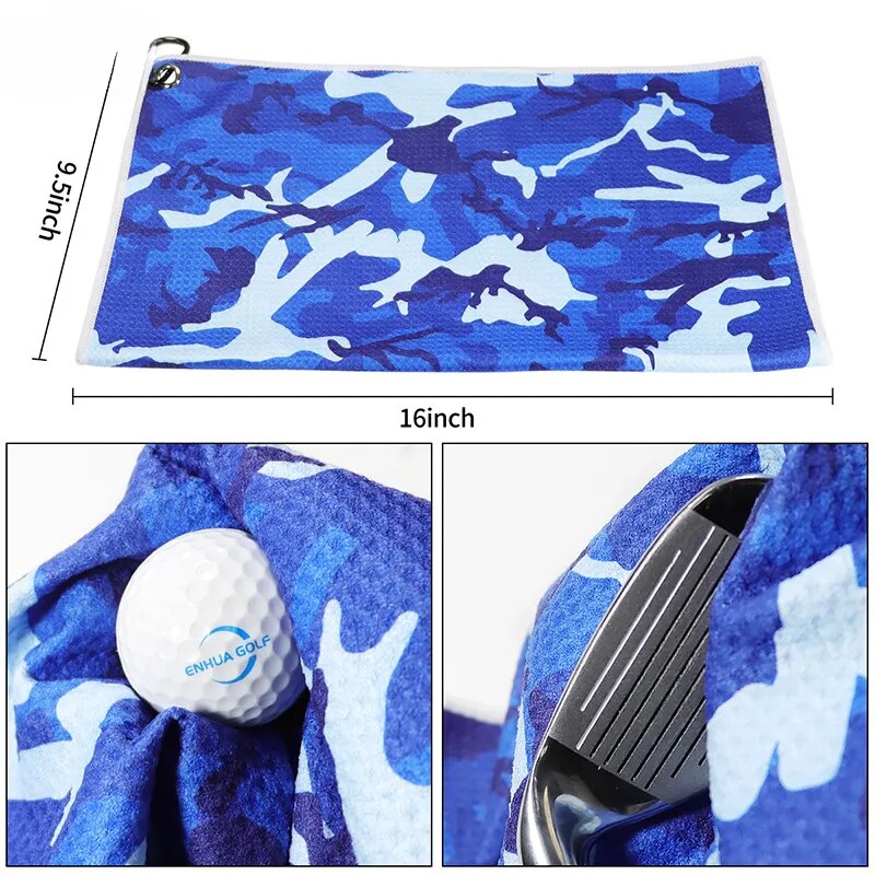 Camo Microfiber Golf Towel 20''x16'' With Hook 4 Colors