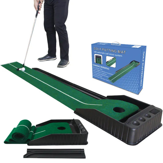 Golf Putting Green Trainer Mini Golf Mat with Auto Ball Return Function for Home/Outdoor/Office Use